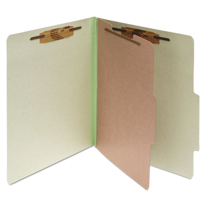 Pressboard Classification Folders, 1 Divider, Legal Size, Leaf Green, 10/Box