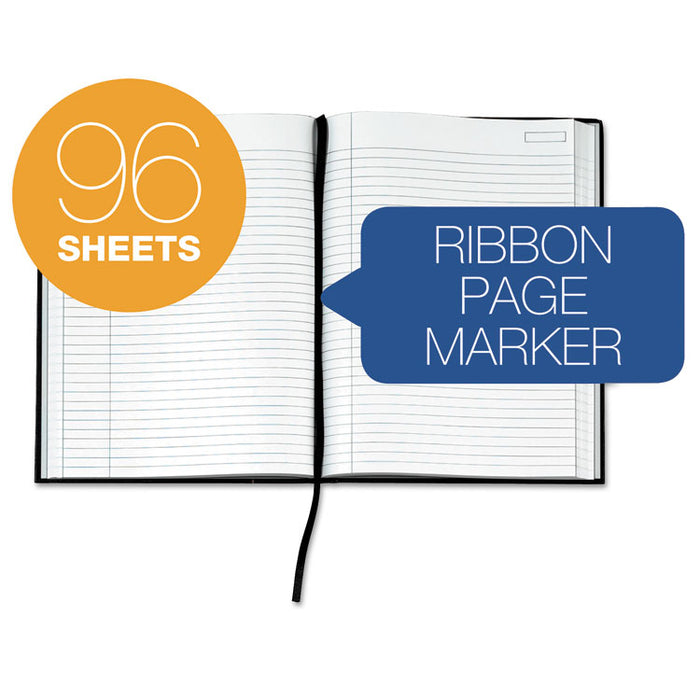 Royale Casebound Business Notebook, College, Black/Gray, 10.5 x 8, 96 Sheets
