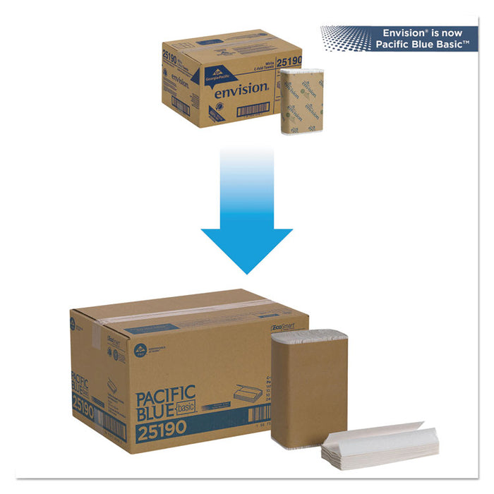 Pacific Blue Basic C-Fold Paper Towel, 10.1 x 12.7, White, 240/Pack, 10 Packs/Carton