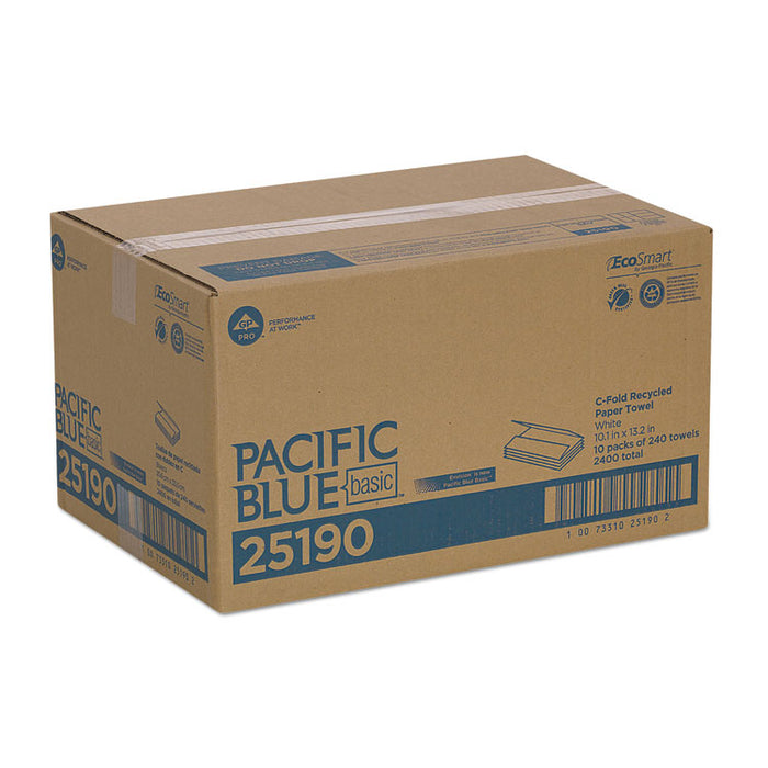 Pacific Blue Basic C-Fold Paper Towel, 10.1 x 12.7, White, 240/Pack, 10 Packs/Carton