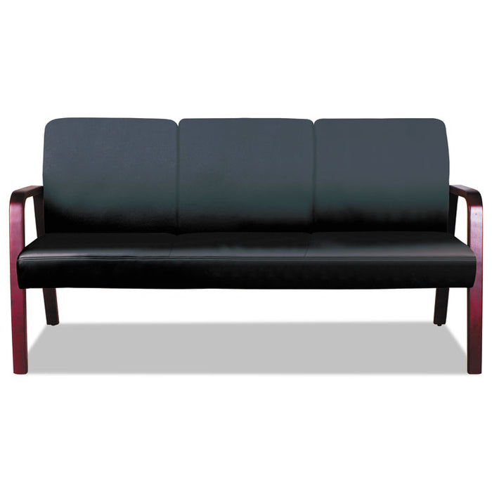 Alera Reception Lounge WL 3-Seat Sofa, 65.75w x 26d.13 x 33h, Black/Mahogany