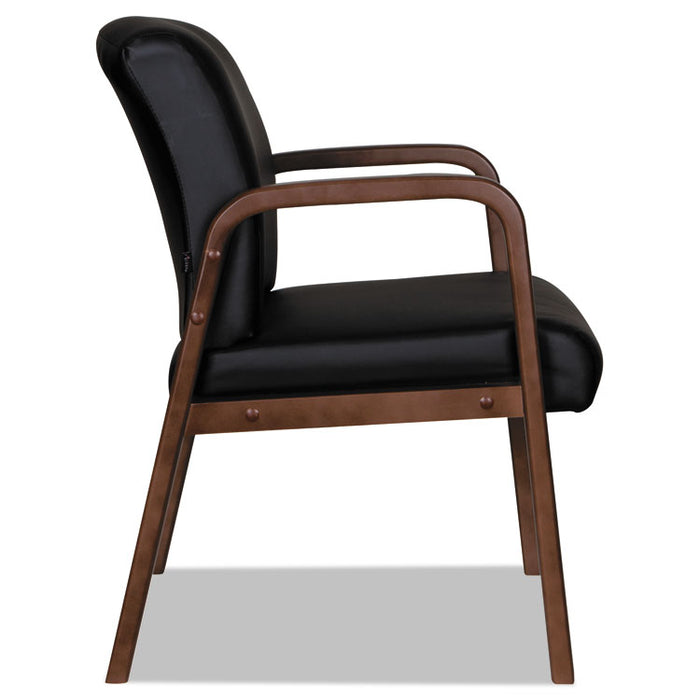 Alera Reception Lounge WL Series Guest Chair, 23.81'' x 25.37'' x 32.67'', Black Seat/Black Back, Walnut Base