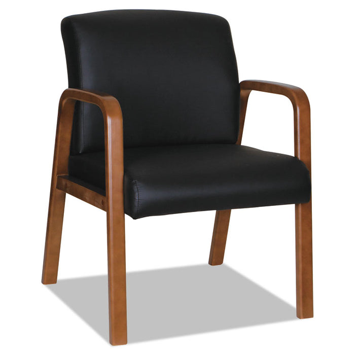 Alera Reception Lounge WL Series Guest Chair, 23.81'' x 25.37'' x 32.67'', Black Seat/Black Back, Walnut Base
