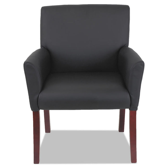 Alera Reception Lounge 600 Series Guest Chair, 26.13" x 27.13" x 34.63", Black Seat/Black Back, Mahogany Base