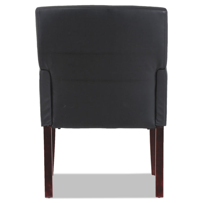 Alera Reception Lounge 600 Series Guest Chair, 26.13" x 27.13" x 34.63", Black Seat/Black Back, Mahogany Base