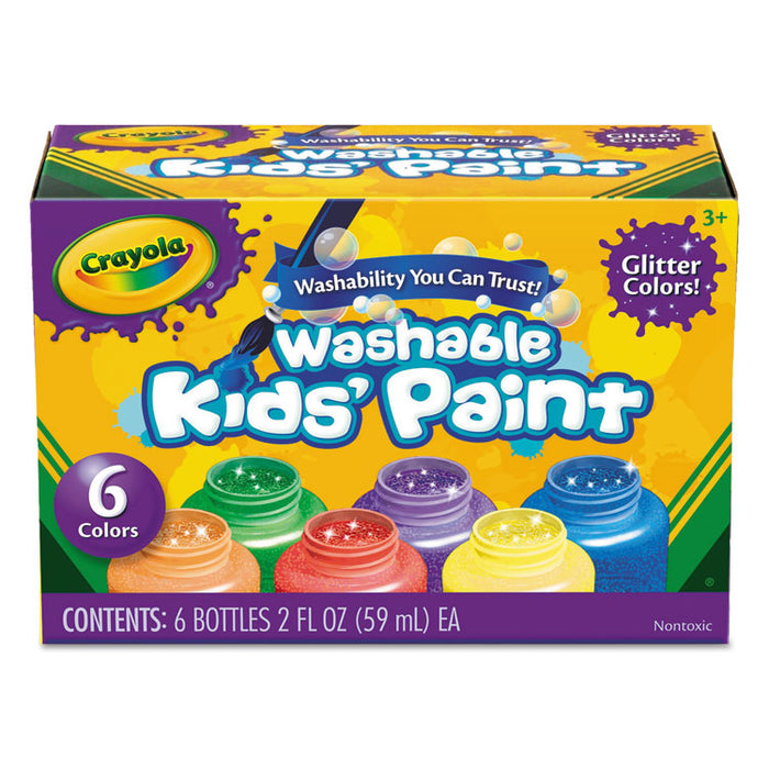 Washable Paint, 6 Assorted Classic Colors, 2 oz Bottle, 6/Pack