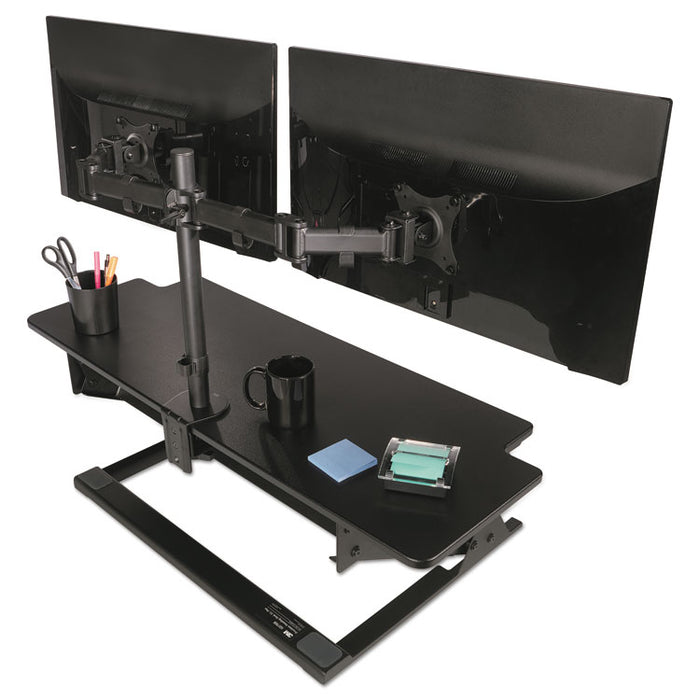 Dual Monitor Mount, For 27" Monitors, 360 Degree Rotation, +45 Degree/-45 Degree Tilt, 90 Degree Pan, Black, Supports 20 lb