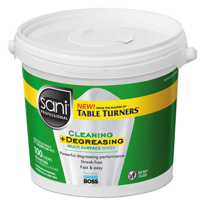 Multi-Surface Cleaning and Degreasing Wipes, 11 1/2 x 10, 100/Pail, 2 Pails/CT