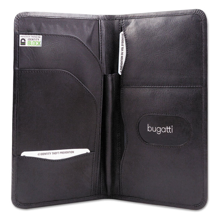 Passport/Document Holder, Black, Leather, 4 3/4 x 9
