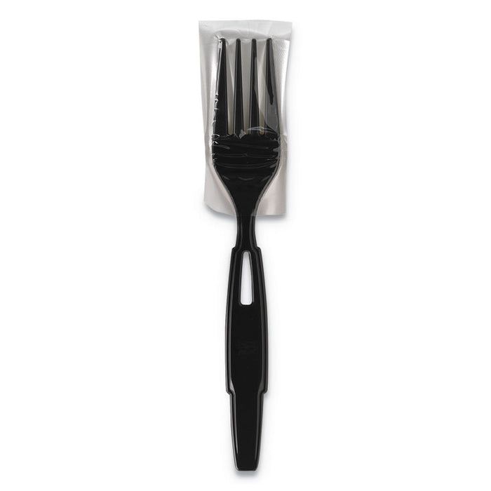 SmartStock Wrapped Heavy-Weight Cutlery Refill, Fork, Black, 960/Carton