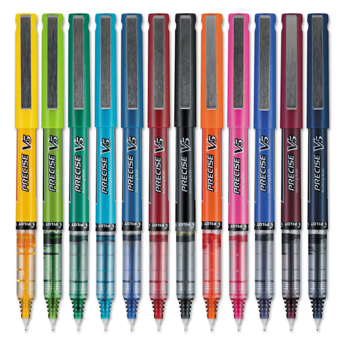Precise V5 Roller Ball Pen, Stick, Fine 0.5 mm, Assorted Ink and Barrel Colors, Dozen