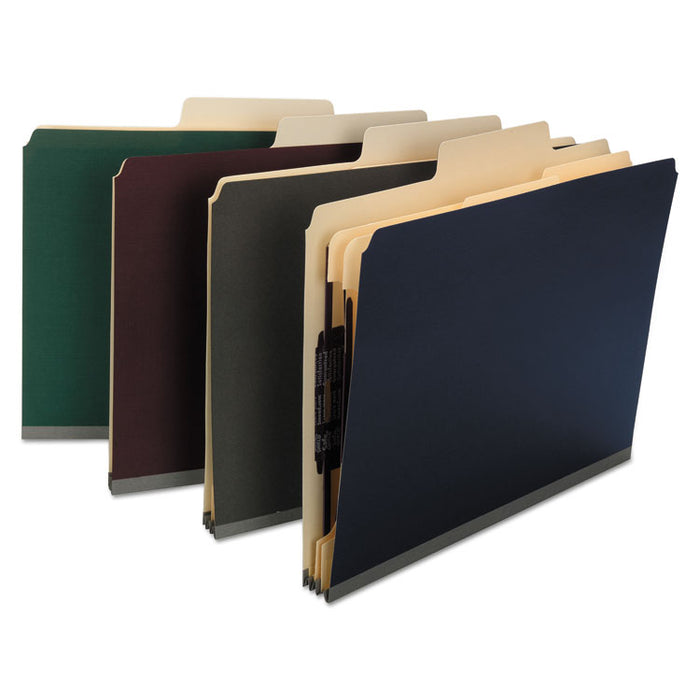 SuperTab Colored Classification Folders, SafeSHIELD Coated Fastener Technology, 2 Dividers, Letter Size, Dark Green, 10/Box