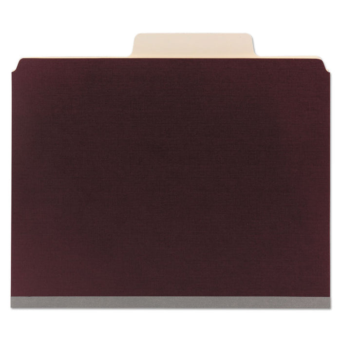 SuperTab Colored Classification Folders, SafeSHIELD Coated Fastener Technology, 2 Dividers, Letter Size, Maroon, 10/Box
