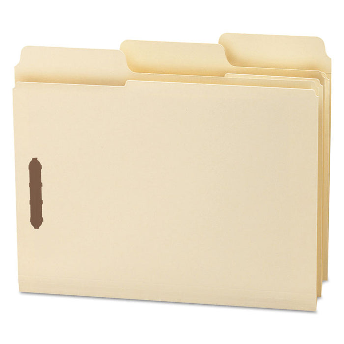 SuperTab Reinforced Guide Height Fastener Folders, 2 Fasteners, Letter Size, 14-pt Manila Exterior, 50/Box