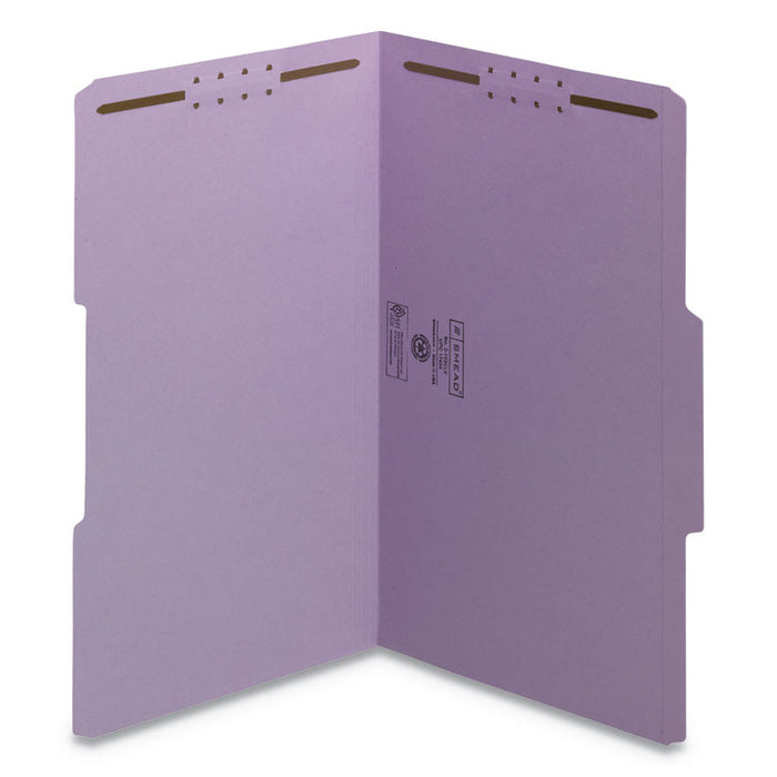 Top Tab Colored 2-Fastener Folders, 1/3-Cut Tabs, Legal Size, Lavender, 50/Box