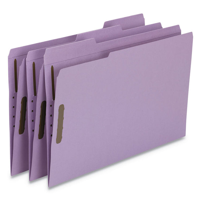 Top Tab Colored 2-Fastener Folders, 1/3-Cut Tabs, Legal Size, Lavender, 50/Box
