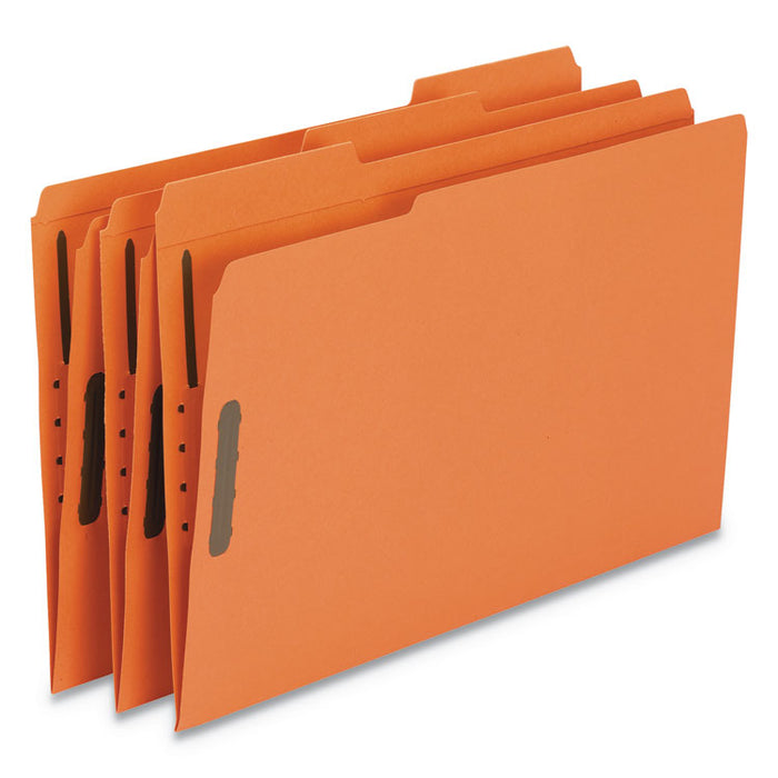 Top Tab Colored 2-Fastener Folders, 1/3-Cut Tabs, Legal Size, Orange, 50/Box