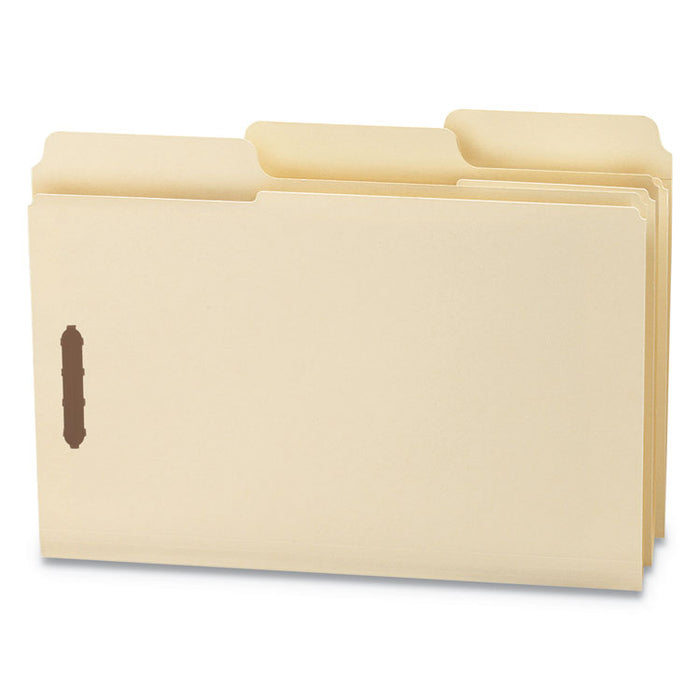 SuperTab Reinforced Guide Height Fastener Folders, 2 Fasteners, Legal Size, 14-pt Manila Exterior, 50/Box