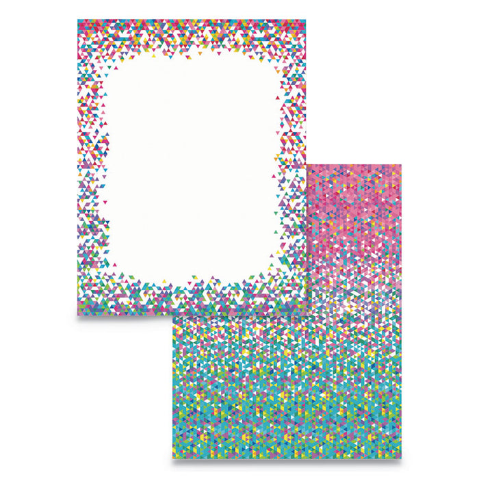 Pre-Printed Paper, 28 lb Bond Weight, 8.5 x 11, Confetti, 100/Pack