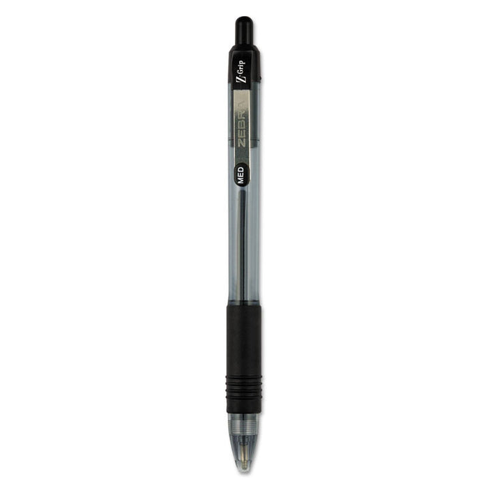 Z-Grip Retractable Ballpoint Pen, Medium 1mm, Black Ink, Clear Barrel, 24/Pack