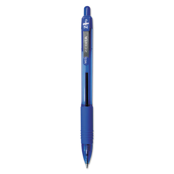 Z-Grip Ballpoint Pen, Retractable, Medium 1 mm, Blue Ink, Clear Barrel, 12/Pack