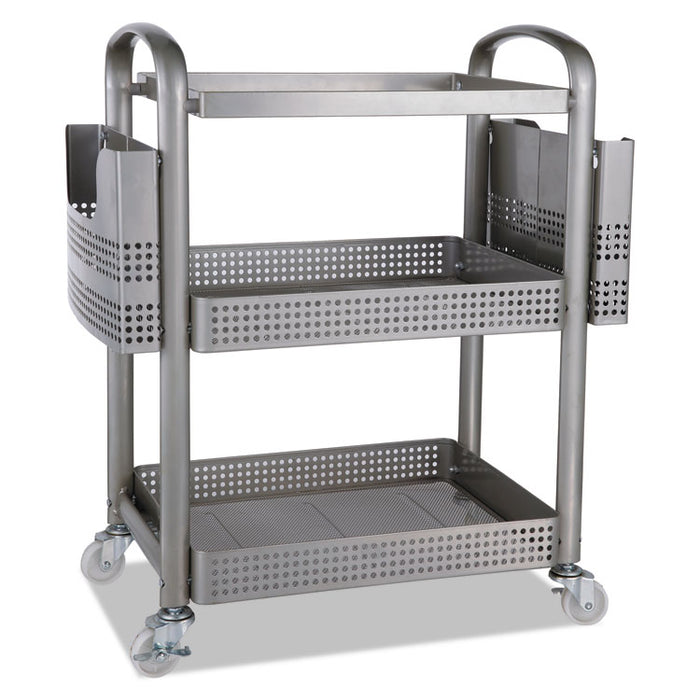 Mobile File Cart, 22.2w x 12.3d x 25.2h, Silver