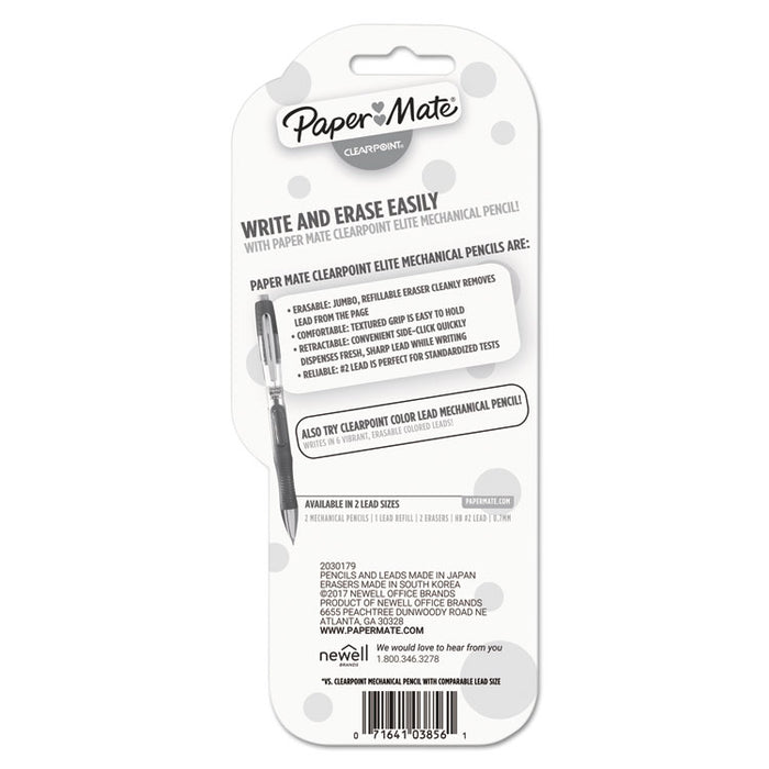 Clearpoint Elite Mechanical Pencils, 0.7 mm, HB (#2), Black Lead, Blue and Green Barrels, 2/Pack