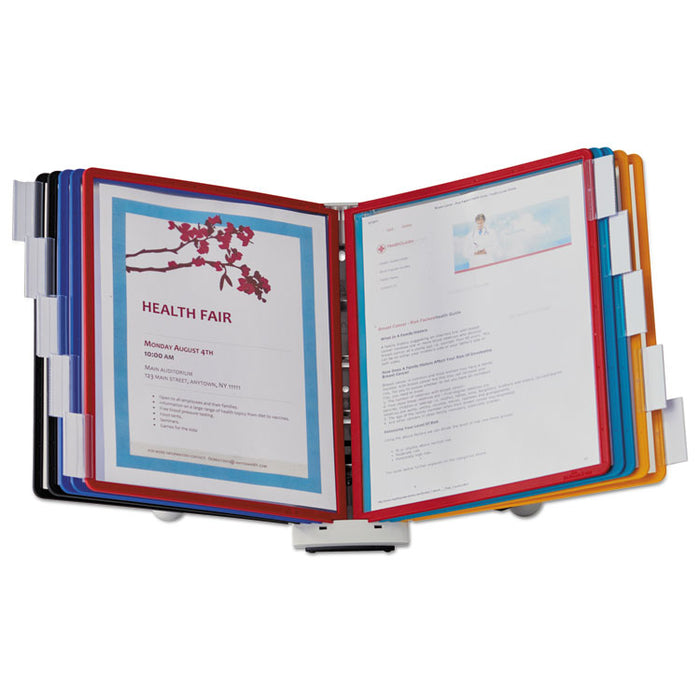 SHERPA Desk Reference System, 10 Panels, 10 x 5 5/8 x 13 7/8, Assorted Borders