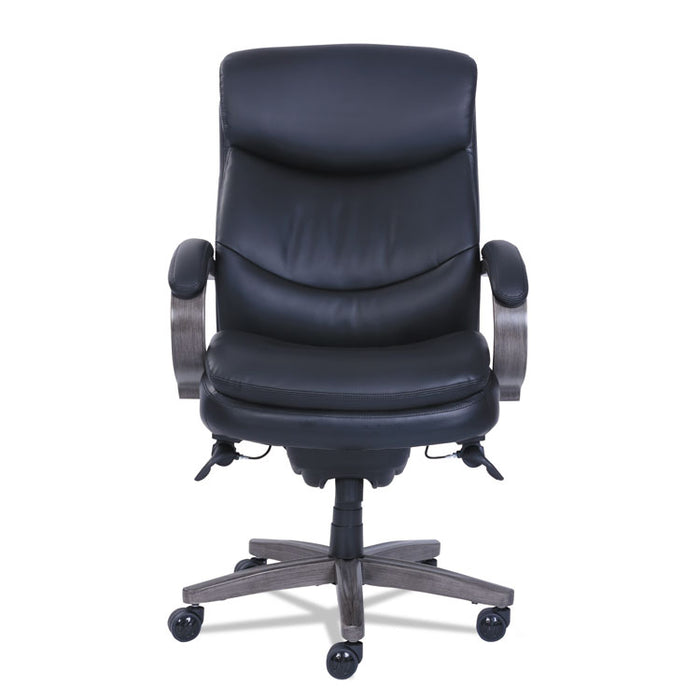 Woodbury High-Back Executive Chair, Supports Up to 300 lb, 20.25" to 23.25" Seat Height, Black Seat/Back, Weathered Gray Base
