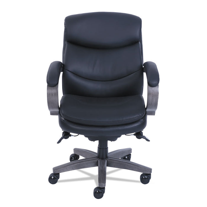 Woodbury Mid-Back Executive Chair, Supports up to 300 lbs., Black Seat/Black Back, Weathered Gray Base