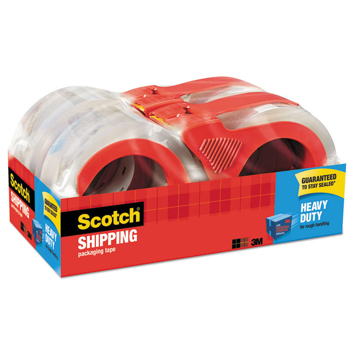 3850 Heavy-Duty Packaging Tape with Dispenser, 3" Core, 1.88" x 54.6 yds, Clear, 4/Pack