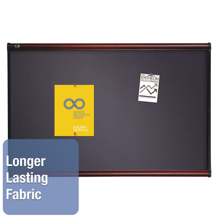 Prestige Bulletin Board, Diamond Mesh Fabric, 36 x 24, Gray/Mahogany Frame