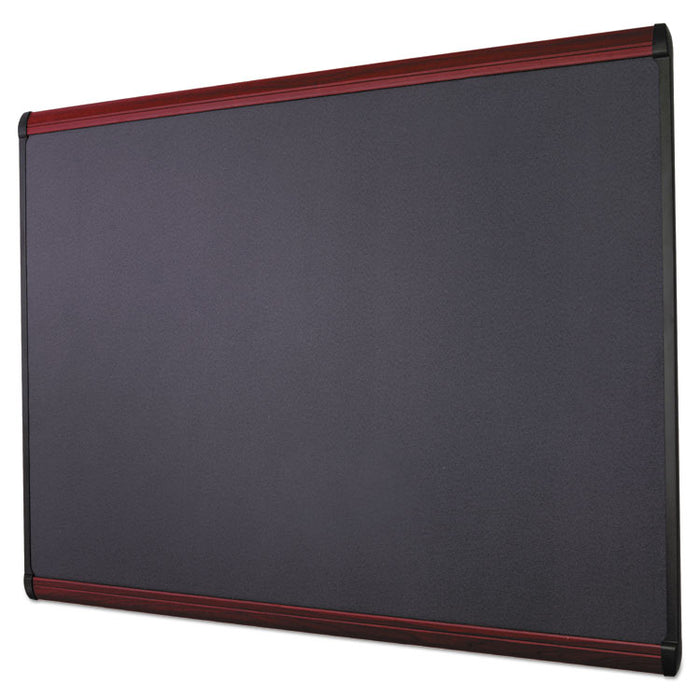 Prestige Plus Magnetic Fabric Bulletin Board, 72 x 48, Mahogany Frame