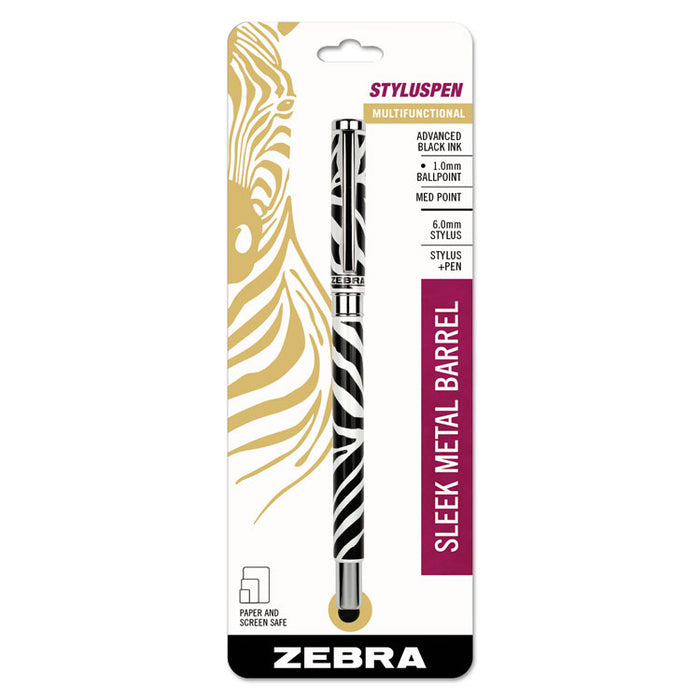 StylusPen Capped Ballpoint Pen/Stylus, Zebra Print