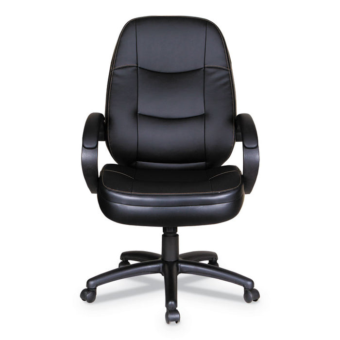 Alera PF Series High-Back Leather Office Chair, Supports up to 275 lbs., Black Seat/Black Back, Black Base