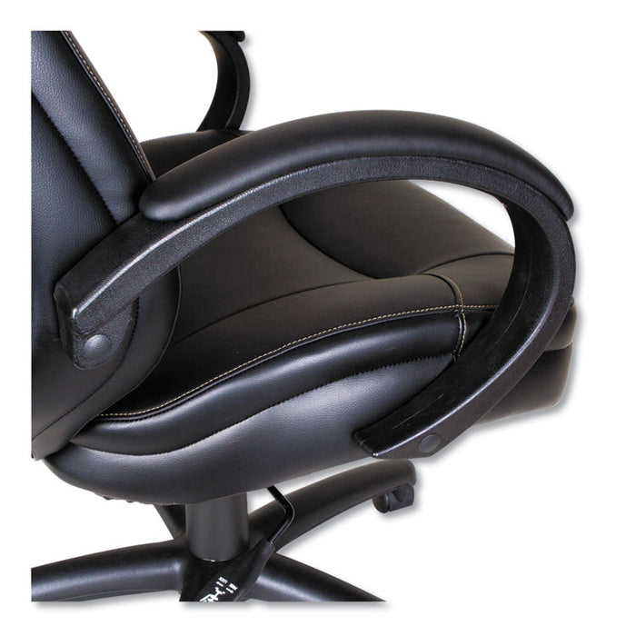 Alera PF Series High-Back Leather Office Chair, Supports up to 275 lbs., Black Seat/Black Back, Black Base