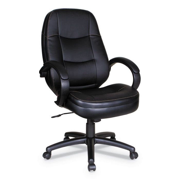 Alera PF Series High-Back Leather Office Chair, Supports up to 275 lbs., Black Seat/Black Back, Black Base