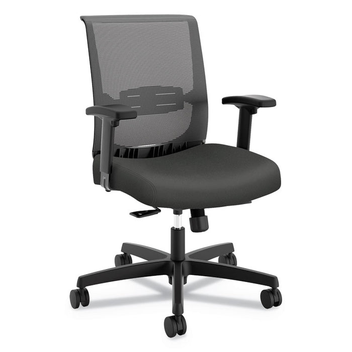 Convergence Mid-Back Task Chair, Synchro-Tilt and Seat Glide, Supports Up to 275 lb, Iron Ore Seat, Black Back/Base