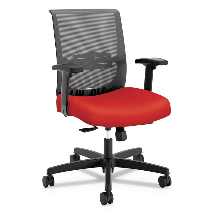 Convergence Mid-Back Task Chair, Synchro-Tilt and Seat Glide, Supports Up to 275 lb, Red Seat, Black Back/Base
