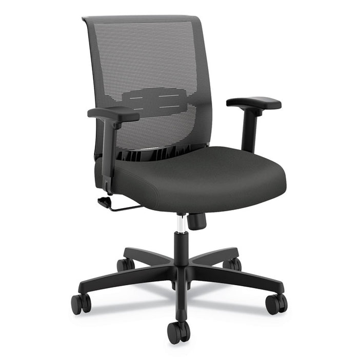 Convergence Mid-Back Task Chair, Swivel-Tilt, Supports Up to 275 lb, 16.5" to 21" Seat Height, Iron Ore Seat, Black Back/Base
