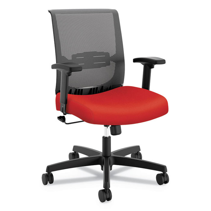 Convergence Mid-Back Task Chair, Swivel-Tilt, Supports Up to 275 lb, 16.5" to 21" Seat Height, Red Seat, Black Back/Base