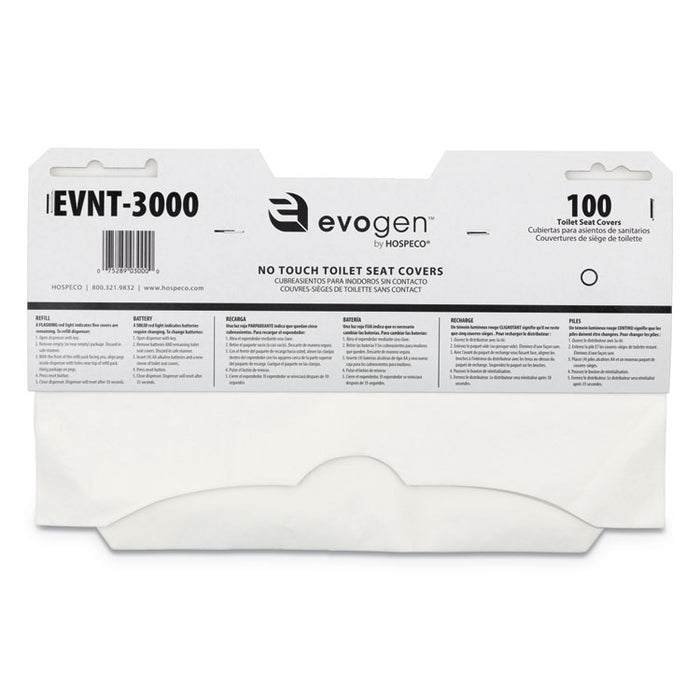 Evogen No Touch Toilet Seat Covers, 15 1/2" x 9 1/4", White, 3000/Carton