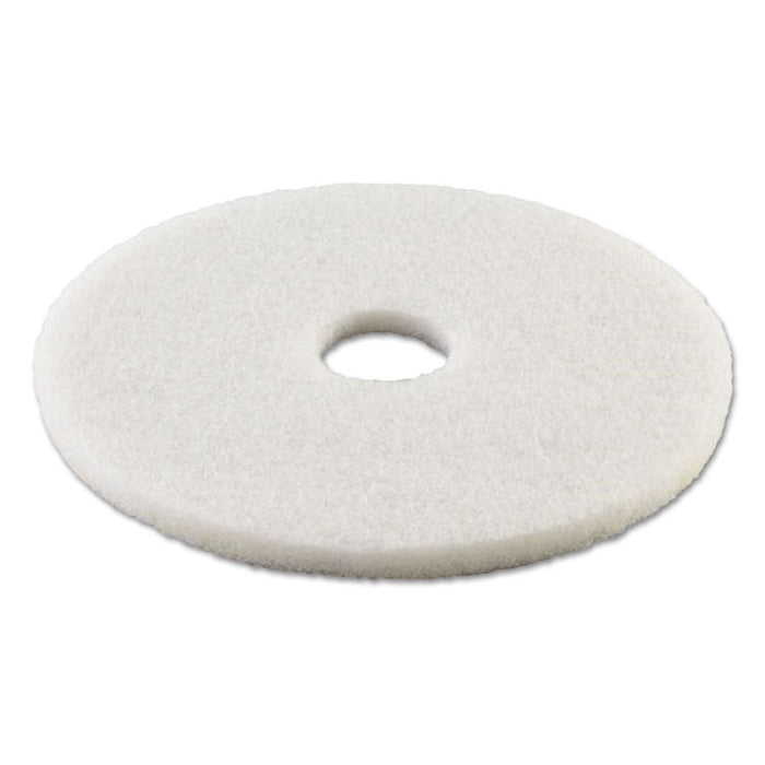 Polishing Floor Pads, 21" Diameter, White, 5/Carton