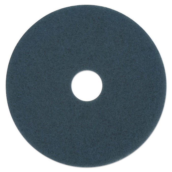Scrubbing Floor Pads, 20" Diameter, Blue, 5/Carton