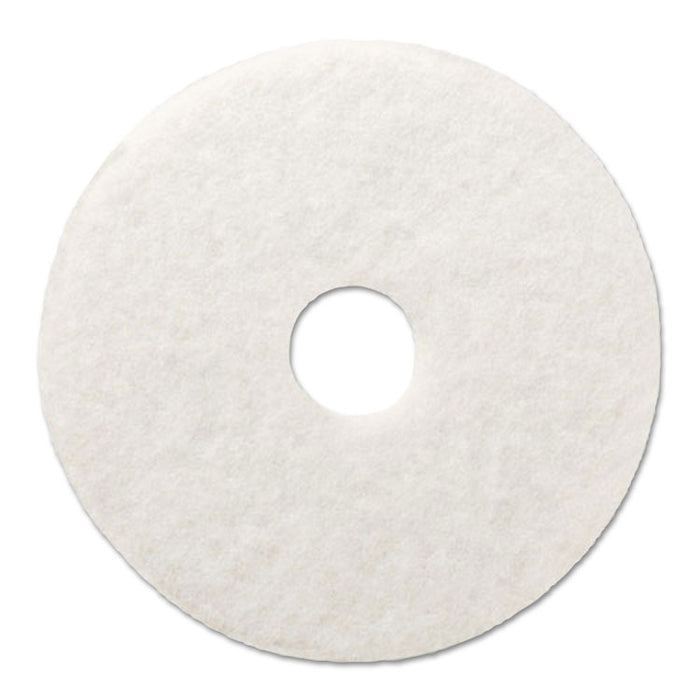 Polishing Floor Pads, 21" Diameter, White, 5/Carton