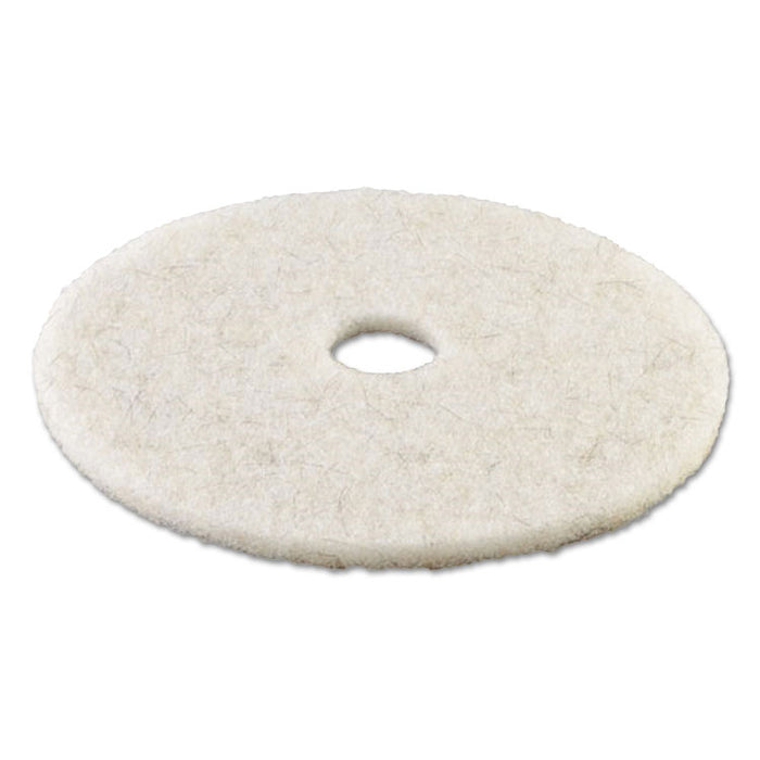 Natural Burnishing Floor Pads, 24" Diameter, White, 5/Carton