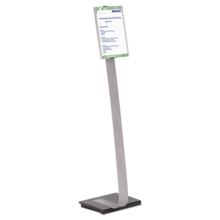 Info Sign Duo Floor Stand, Letter-Size Inserts, 15 x 46 1/2, Clear