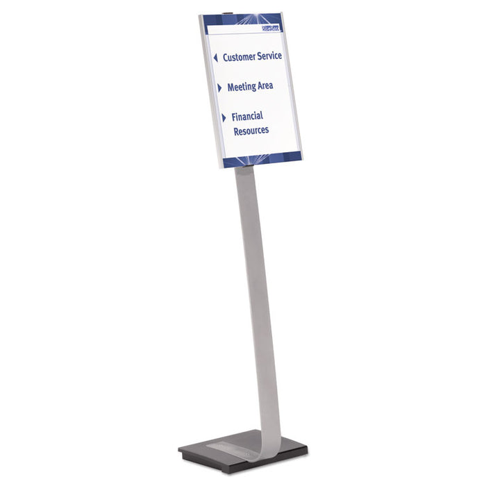 Info Sign Duo Floor Stand, Tabloid-Size Inserts, 15 x 50, Clear
