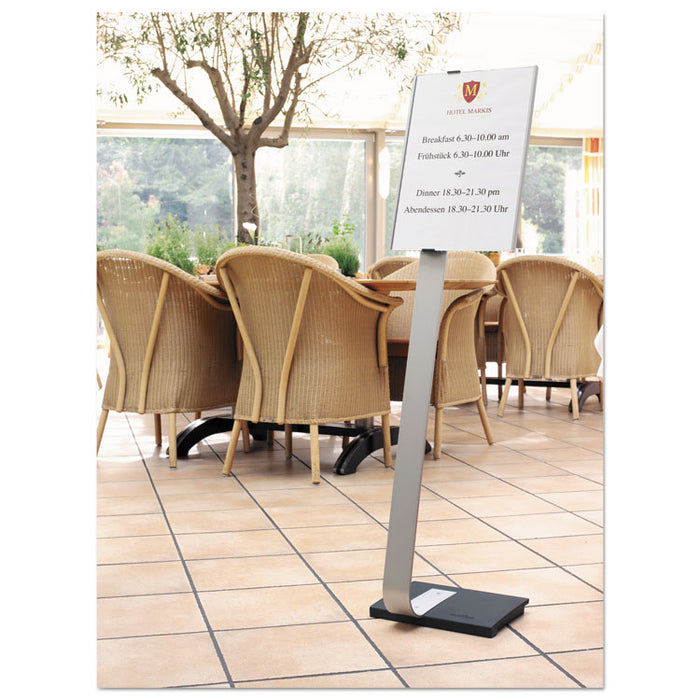 Info Sign Duo Floor Stand, Tabloid-Size Inserts, 15 x 50, Clear