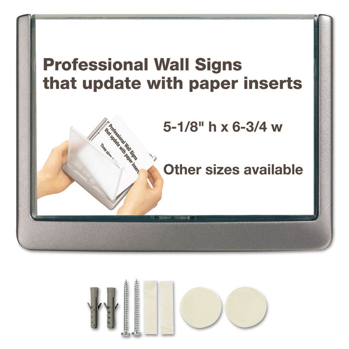 Click Sign Holder For Interior Walls, 6 3/4 x 5/8 x 5 1/8, Gray